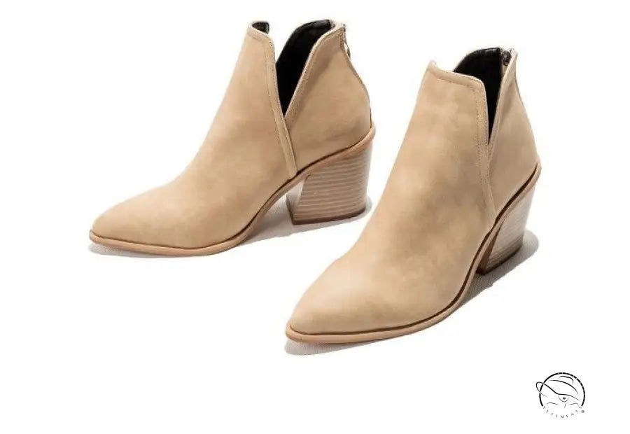 Beige suede high heel martin boots for comfort and fashion