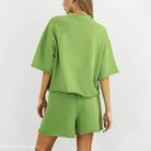 Green lounge set displayed with Summer Loose Fit Top and Shorts Set for stylish comfort