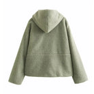 Sage green fleece hoodie with textured surface for Urban Hooded Wool Coat in winter