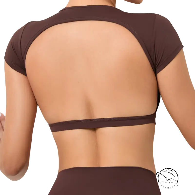 Wild Peach sporty slim nylon crop top with cutout back and elastic band