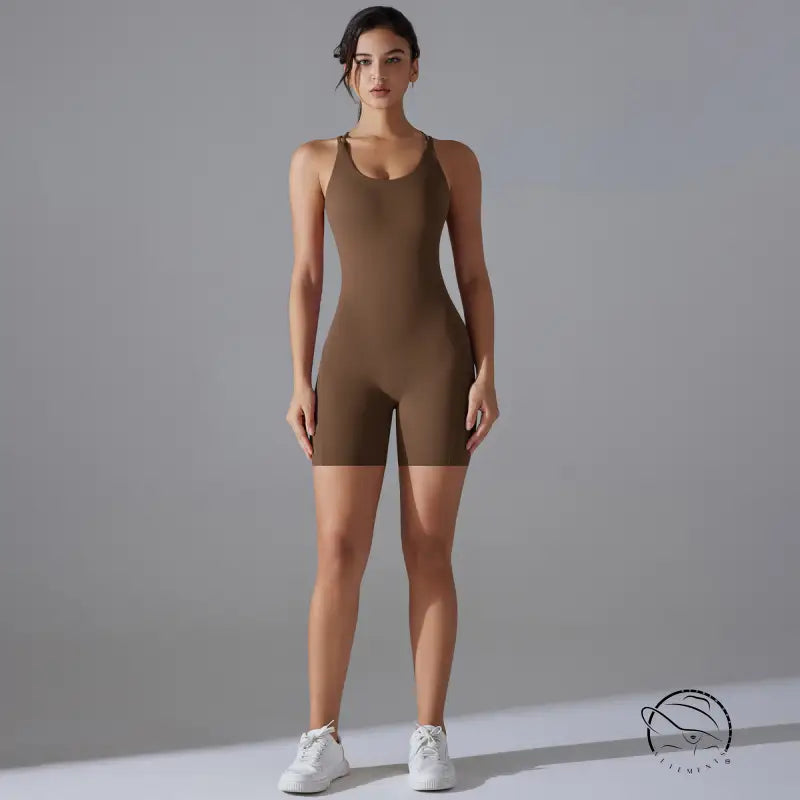 Wine red backless one-piece yoga top with textured design