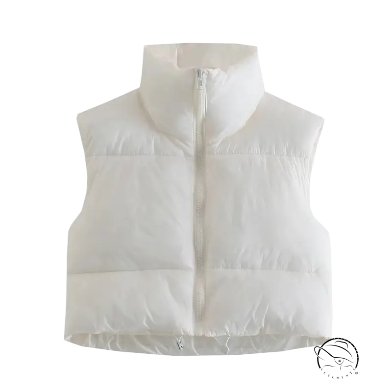 Winter slim fit cotton padded jacket vest with high collar and zipper